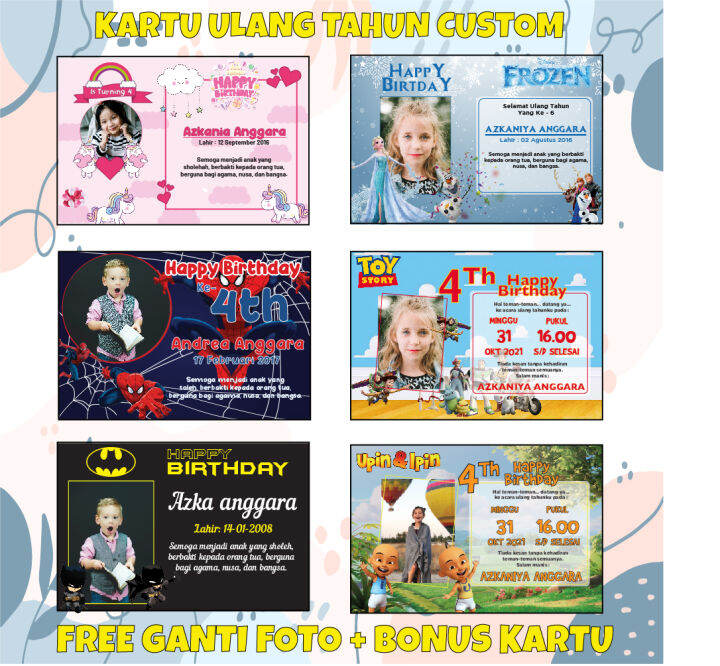 isi 40-100 Pcs Undangan ulang tahun anak / ucapan ulang tahun anak
