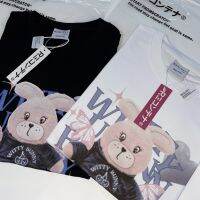 ต้นฉบับ [REコンテナ] KISRH cherry preppy style cute bunny rabbit round neck heavy cotton short-sleeved T-shirt