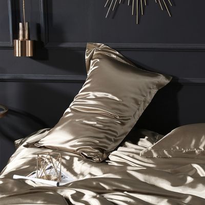 【CW】 SISISILK Luxury Silk Dark Gold Pillowcase Wholesale Color Silky Cover for