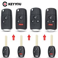 KEYYOU 2/3/4ปุ่มเปลือก Kunci Remote Mobil ดัดแปลงเคสสำหรับ Honda พอดีกับแอคคอร์ดซิวิคซีอาร์วีข้อมูลเชิงลึกของนักบินกุญแจรถยนต์ Fob Jazz HRV