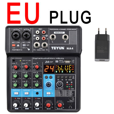 LOMEHO NA4 Sound Mixing 4 Channels Bluetooth Mobile USB Record Computer Playback 48v Phanton Power DJ Portable Mini Audio Mixer