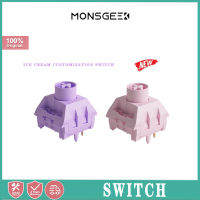 สวิตช์เชิงเส้น MONSGEEK &amp; AKKO ไอศกรีมสั่งทำใหม่วัสดุ POM สีสูงสีชมพูม่วง