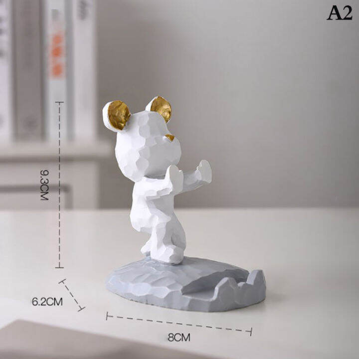 yizhuoliang-home-decoration-น่ารักหมีโทรศัพท์-holder-โต๊ะทำงานอุปกรณ์เสริมความงาม-kawaii-room-decor-gadgets-เดสก์ท็อปประติมากรรมของขวัญ