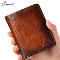 Dante กระเป๋าสตางค์หนังผู้ชาย RFID Anti-Theft Brush Head Layer Cowhide R Casual Vertical Multi-Function Money Bag Money Clips