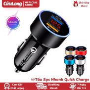 Tẩu Sạc Xe Hơi QC 3.0 PD cổng C Và 3.1A Đèn Led Phát Sáng Đẹp USB Kép cốc