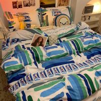 Japanese style sheets bedding bag bedding four ins agee green web celebrity abstract model of students dormitory three-piece suit