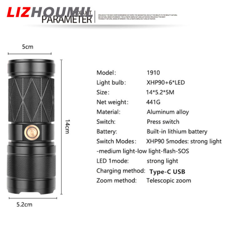 lizhoumil-ไฟฉาย-xhp90-2-led-หัวคู่ชาร์จได้กันน้ำสีสดใสมากไฟสปอตไลท์สำหรับทำงานไฟฉายแบบปรับขยายได้