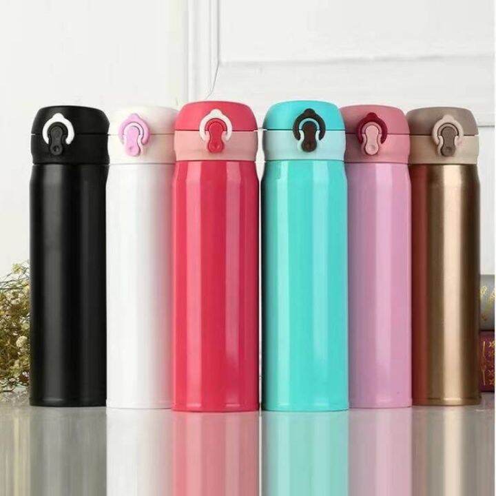 Stainless Steel Thermos Vacuum Flask Tumbler w/ Fliptop and Lock 500mL ...