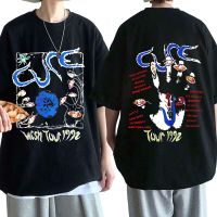 อังกฤษ Rock Band เสื้อ T Vintage 1992 Cure Wish ทัวร์คอนเสิร์ตเสื้อยืดผู้ชาย Punk Gothic แขนสั้นเสื้อยืดขนาดใหญ่ unisex