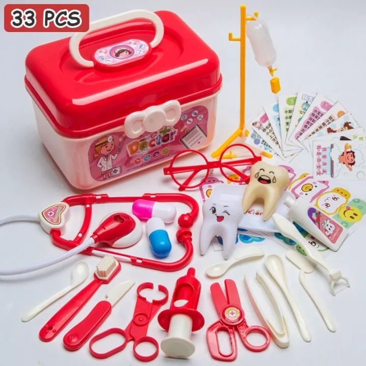 พร้อมส่ง-ของเล่นเด็กพัฒนาการของเล่นเด็กคุณหมอจำนวน-28-ชิ้น-33ชิ้น-ของเล่นชุดหมอ-อุปกรณ์พยาบาล-baby-doctor-set-toys