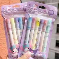 ปากกาสี Sanrio ปากกามาร์กเกอร์ลายการ์ตูนน่ารัก Kuromi Pocho 6ชิ้นปากกาสำหรับนักเรียนมาร์กเกอร์สูทสีขายส่ง