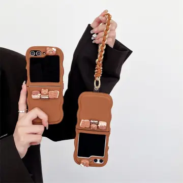 Wrist strap holder Funda for Samsung Galaxy Z Flip 5G Case Matte Hard  Plastic Shockproof Wrist