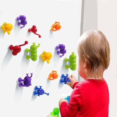 Soft Silicone Building Blocks Toy Animal Shape Suction Toy for Kids Stress Release Parent-Child Interactive Game Sucker Bath Toy
