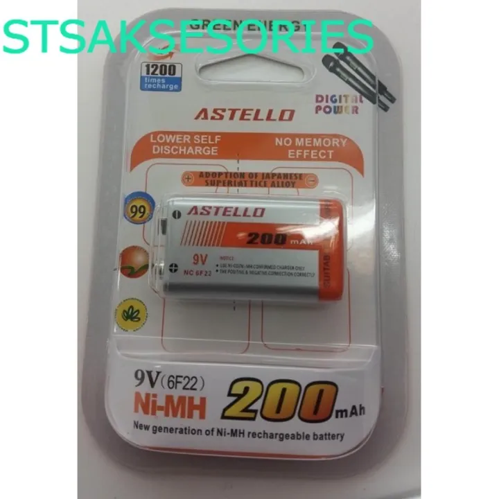 Baterai 9 Volt Petak Astello 9v Rechargeable 200mah Lazada Indonesia