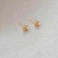 INS Style Korean Style Mori Style Mini Small Flower Ear Studs S925 Sterling Silver Flowers Earrings Delicate Earrings Zircon Otica Women