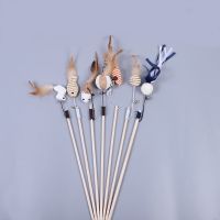 Wood Pet Toys Cat Teaser Rod Interactive Funny Cat Rod Linen Knitted Stick With Mini Bell Cat Accessories Pet Supplies