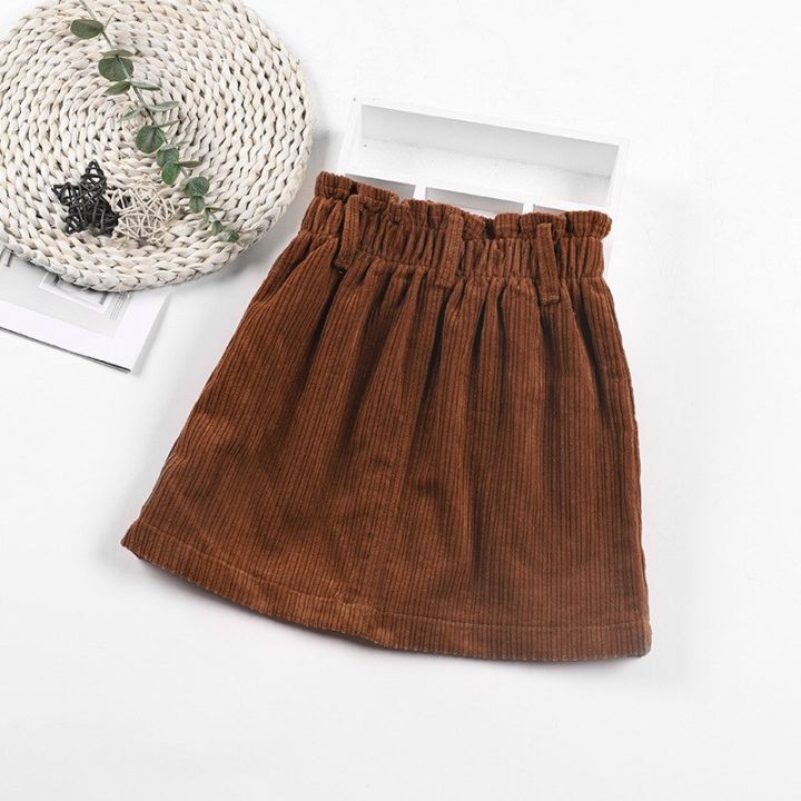girls-corduroy-half-skirt-new-elastic-waist-a-line-kid-s-versatile-foreign-style-short-clothing