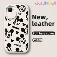 Jlingji เคสสำหรับ Realme C30 C30s Narzo 50i Prime เคสกระแสแฟชั่นลายมิกกี้เมาส์ใหม่โทรศัพท์ดีไซน์ด้านข้างดีไซน์ใหม่หนังฝาครอบ Lensa Kontak กล้องบางป้องกันเคสกันกระแทก