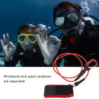 【COD】Freediving Lanyard Leash เชือกนิรภัยสำหรับดำน้ำพร้อมสายรัดข้อมือ Carabiner สำหรับกีฬาใต้น้ำ