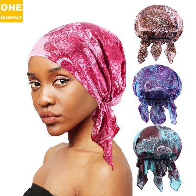 【CC】♚☄∏  Turban for Pre-tied Fashion Printed Flowers Headband Cap Muslim Scarf Soft to Wear Ladies Hair Loss Cover