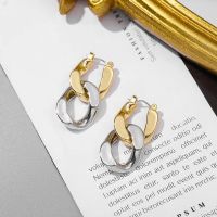 Punk Rock Cuban Chain Drop Earrings for Women Vintage Gold Color Metal Chunky Twisted Earrings Statement Jewelry