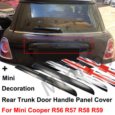 ชิ้นส่วนรถยนต์ธงสีดำด้านหลังมือจับประตูที่ปิดแผงแถบสติกเกอร์สำหรับมินิคูเปอร์ R56 R57 R58 R59อุปกรณ์ตกแต่งรถยนต์87Tixgportz