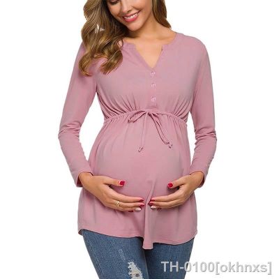 ✾ Maternidade t-shirt para mulheres grávidas manga curta enfermagem top roupas cor-de-rosa