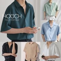 ✱◆㍿ Houch พร้อมส่ง COD เสื้อเชิ้ตกาหลี แขนสั้น คอปก สีพื้นมินิมอลสี unisex oversize คนอ้วนก็ใส่ได้ ชาย/หญิง โฉมใหม่กระดุมสีเดียวกับเสื้อ