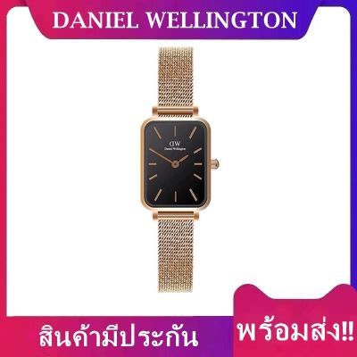 DW-Quadro Pressed Melrose 20x26mm / 29x36.5mm สายสีโรสโกลด์หน้าปัดดำ