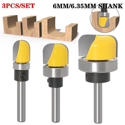 3pcs 6mm / 6.35mm Shank Bowl Tray Template Router Bit 2 Flute Woodworking เครื่องมือ เส้นผ่านศูนย์กลาง 13mm / 19mm / 28.5mm Carbide Cutters