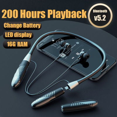 200h Earphone Bluetooth TWS 5.0 Wireless Headphones Magnetic Neckband Headsets Sports Waterproof Earbuds With 16G RAM For Xiaomi