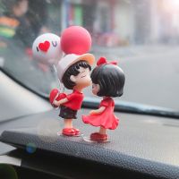 【CC】⊕❦  Anime Couples Car Ornament Figure Interior Decoration Pink Dashboard Figurine Accessories Gifts