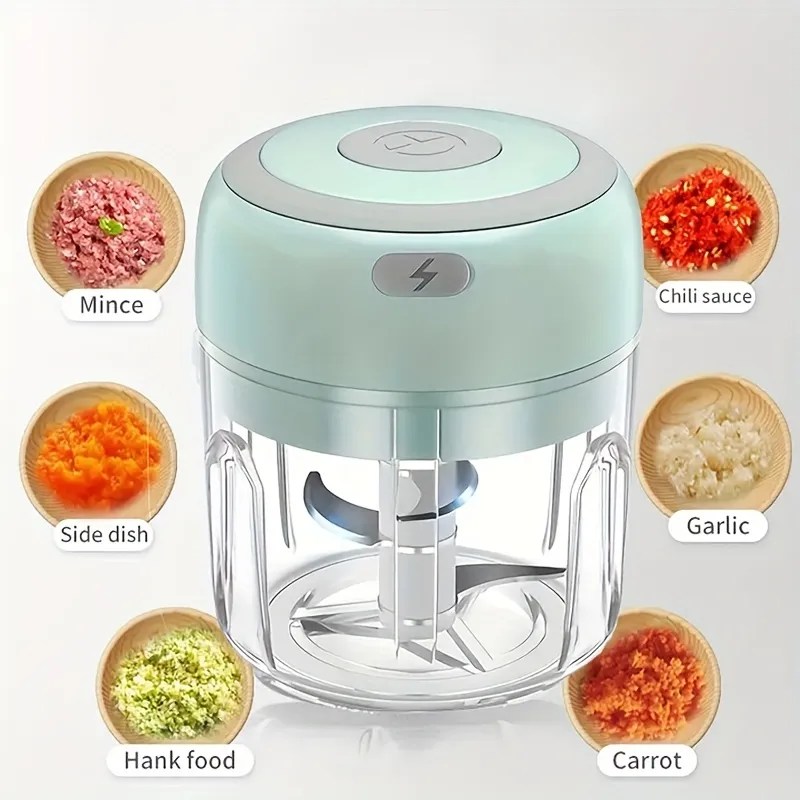 Electric Garlic Chopper Mini Garlic Grinder Crusher Vegetable Onion Chopper  Portable Food Chopper Processor Veggie Chopper For Ginger, Chili, Fruit,  Meat(Green) 