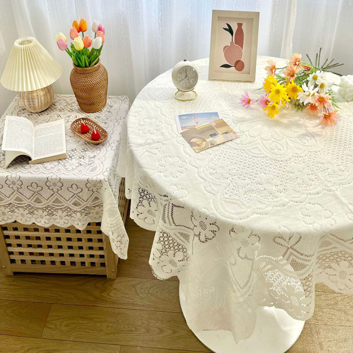 yurongfx-ผ้าปูโต๊ะลูกไม้สีขาวโต๊ะทานอาหารตกแต่งโต๊ะย้อนยุคนอร์ดิกสไตล์ยุโรปคุณภาพสูงวินเทจ1ชิ้นขายดี