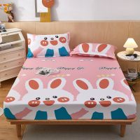 UPzo-Polyester Fitted Sheet High-End Cartoon Rabbit Mattress Cover Elastic Band Bed Sheet New Bed Cover 180x200（No Pillow case）