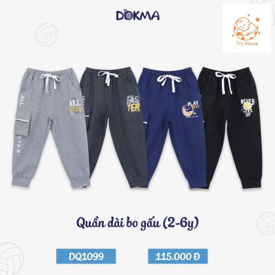 Dq1099 quần dài bo gấu cotton bé trai dokma 2-6t - ảnh sản phẩm 1