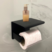 Bathroom Toilet Towel Paper Holder Phone Holder Wall Mount WC Rolhouder Paper Holder With Shelf Towel Rack Tissue Boxes Black