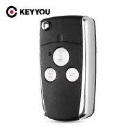 Keyyou เคส3กุญแจรีโมทปุ่มพับได้ปรับเปลี่ยนสำหรับฮอนด้าสำหรับแจ๊ส/รุ่นซีอาร์วีรุ่นโอเดสซี่ซิวิคแอคคอร์ด