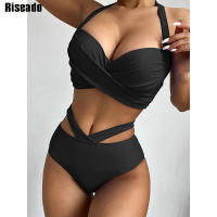 Riseado Push Up Bikini High Waist Swimsuits Twist Swimwear Women 2022 Solid Biquini Halter Bathing Suit Women Cut Out Beach Wear