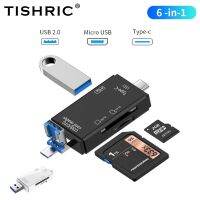 TISHRIC ไมโครการ์ดรีดเดอร์ SD 6In1 TF อะแดปเตอร์หน่วยความจำชนิด USB2.0ชนิด C OTG สำหรับพีซีแล็ปท็อปอุปกรณ์เสริมเครื่องอ่านการ์ดอัจฉริยะ