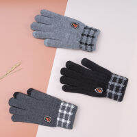 【cw】 Mens s Winter plus Size Thickened Five-Finger Knitted Jacquard Warm Riding Touch Screen Spot Cross-Border Wholesale ！