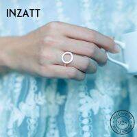 {Xixi เครื่องประดับ} INZATT 925เงินสเตอร์ลิงจริงเครื่องประดับทรงกลมกลวงแหวนแบบปรับขนาดได้มินิมอลเครื่องประดับสำหรับงานปาร์ตี้พังก์