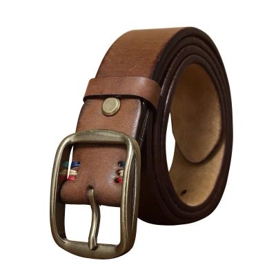 Do old wind belt American retro hand men leather lead the copper layer of pure cowhide leather belt buckle jeans --npd230704㍿