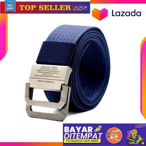 Rhodey Craftman Tali Ikat Pinggang Pria Canvas Buckle Belt Biru