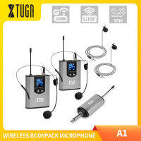 XTUGA A1 UHF ไมโครโฟนไร้สายพร้อมโลหะทั้งหมดแบบพกพาได้เครื่องส่งสัญญาณบอดี้แพ็คขนาดเล็กชุดหูฟังและไมโครโฟนติดปกเสื้อและตัวรับสัญญาณที่ชาร์จไฟได้เอาท์พุท1/4 "สำหรับครู,คำพูด,สัมภาษณ์,Vlog การบันทึก