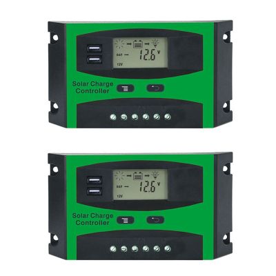 2X 30A 12V 24V Solar Controller LCD Function Dual USB 5VDC Output Solar Cells Panel Battery Charge Regulator