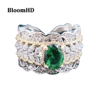 BloomHD แหวนหยกเทียมลูกไม้สองสีลายฉลุวินเทจใหม่สำหรับผู้หญิงและเด็กผู้หญิง