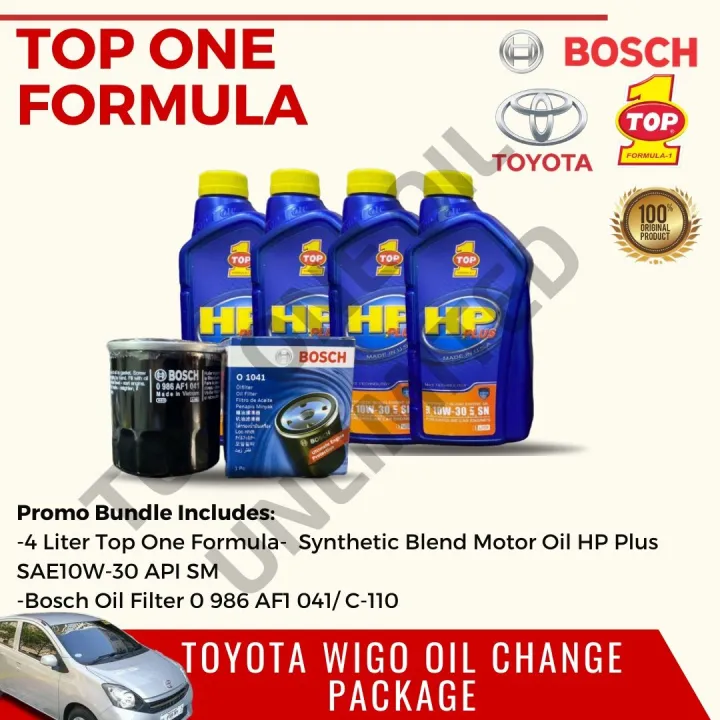 Toyota Wigo Oil Change Package Top One Formula and Bosch BUNDLE