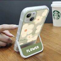 เคสโทรศัพท์ซิลิโคนนิ่มลายดอกไม้ขาตั้งพับได้ล่องหนน่ารักเคสสำหรับ Apple iPhone 14 13 12 11 X XR XS Pro Max Plus เคสด้านหลังทันสมัยจาก GGQcase