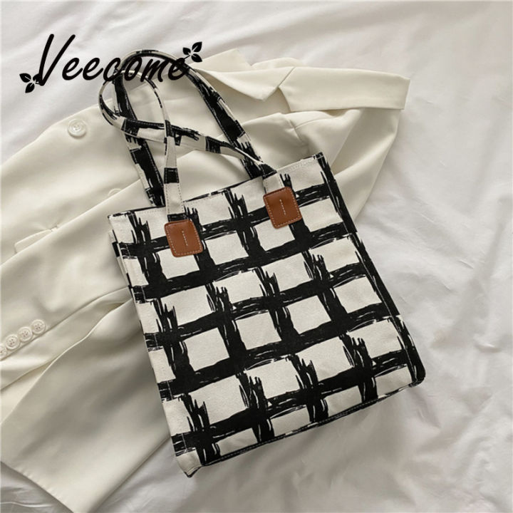 Lightweight,Business Casual Checkered Pattern Shoulder Tote Bag
